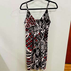 Jams World Juniors Spaghetti Strap Sun Dress Sz M p-p 16”, s-h 35” blk/red/white